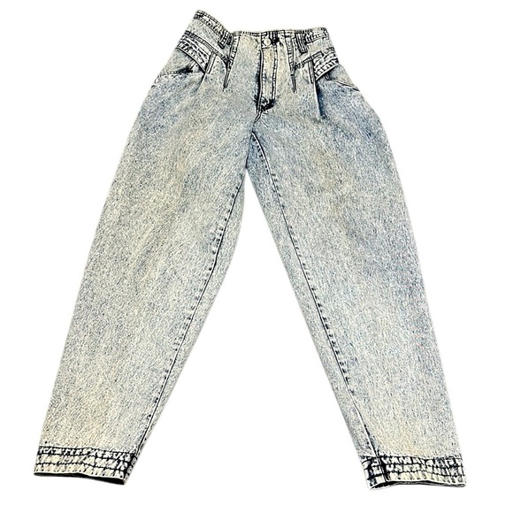Jordache Vintage 80’s Acid Wash Cuff Blue Jeans Made in Hong Kong Size 9/10 - Picture 3 of 11
